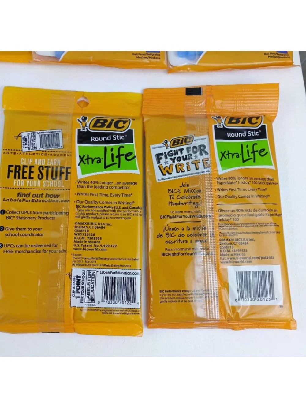 9 Pack BiC Round Stic Xtra Life Ball Pen, Medium, 1 Black, 8 Blue , 10 Ct Ea